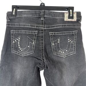 True Religion Geno Relaxed Slim Jeans Mens 28x27 Grey Studded Y2K Denim